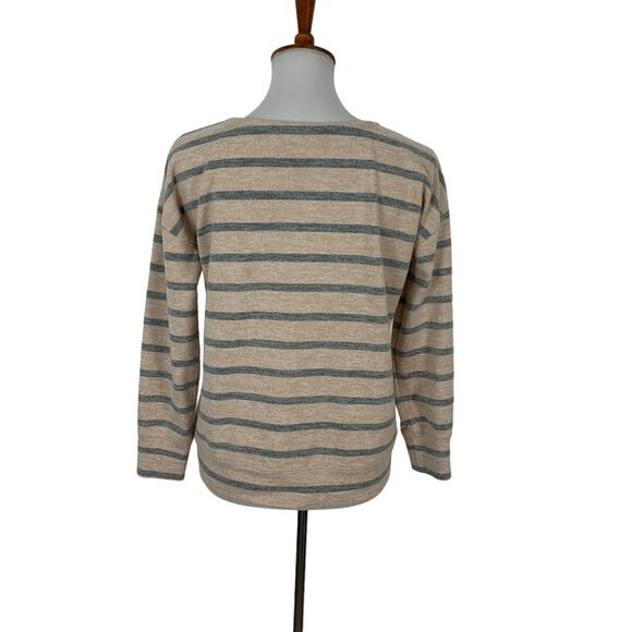 Haven Well Within Gray Cream Striped Crewneck XS Long Sleeve Minimalist - Picture 3 of 5